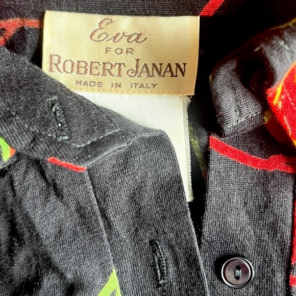 70s Shirt Dress Bird Print Dagger Collar Sexy Dress Italy - Picture 7 of 7